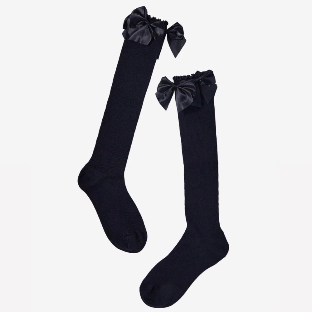 NWT Hot Topic Black Bows Crew Socks